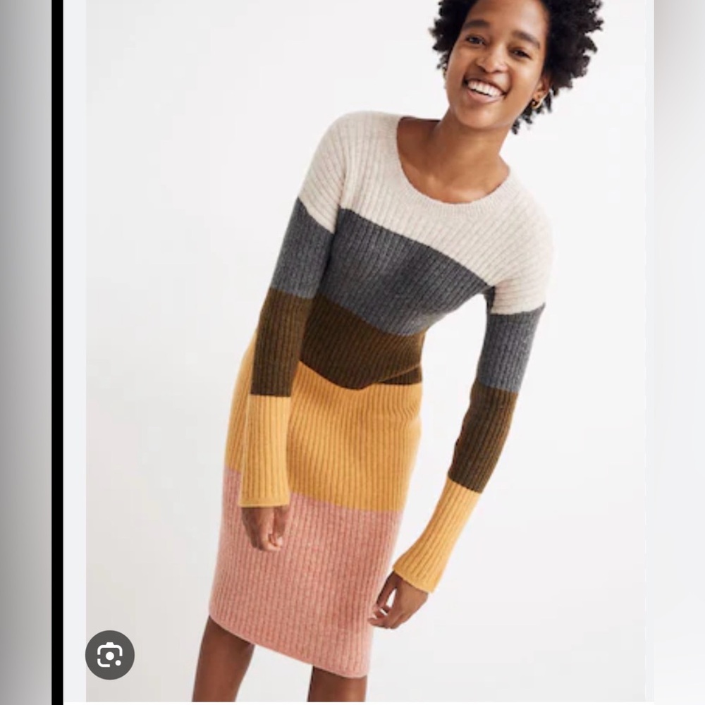 NWT Madewell Ribbed Knit Sweater in Beige and Gray